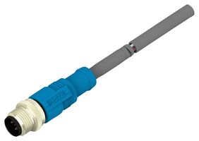 TE CONNECTIVITY T4161120005-001 Sensor Cable, M12 Plug, Free End, 5 Positions, 500 mm, 19.7 ", T416 Series