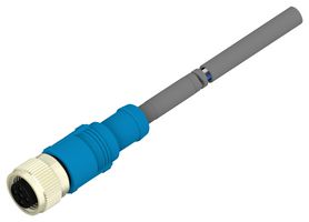 TE CONNECTIVITY T4161320005-004 Sensor Cable, M12 Plug, Free End, 5 Positions, 3 m, 9.8 ft, T416 Series