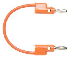 POMONA B-60-3 Banana Test Lead, 4mm Stackable Banana Plug, 4mm Stackable Banana Plug, 59 ", 1.5 m, Orange, 15 A