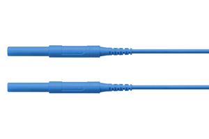 SCHUTZINGER HSPL 8568 / AWG16 / 150 / BL Banana Test Lead, 4mm Banana Plug, Shrouded, 4mm Banana Plug, Shrouded, 5 ft, 1.5 m, Blue, 16 A