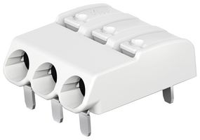 WAGO 2060-1453/998-404 Wire-To-Board Terminal Block, White, 4 mm, 3 Ways, 24 AWG, 18 AWG, 0.75 mm², Push In