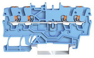 WAGO 2201-1404 DIN Rail Mount Terminal Block, 4 Ways, 22 AWG, 14 AWG, 1.5 mm², Push In, 17.5 A
