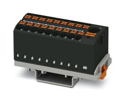 PHOENIX CONTACT 3273124 Panel Mount Barrier Terminal Block, Black, 24 A, 690 V, 19 Pole, Push In, 12 AWG