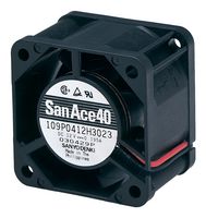 SANYO DENKI 109P0412G301 DC Axial Fan, 12 V, Square, 40 mm, 28 mm, Ball Bearing, 14.83 CFM
