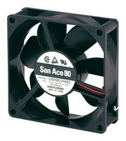 SANYO DENKI 109R0812G401 DC Axial Fan, 12 V, Square, 80 mm, 25 mm, Ball Bearing, 53 CFM