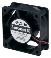SANYO DENKI 9A0612G4011 DC Axial Fan, 12 V, Square, 60 mm, 25 mm, Ball Bearing, 27.54 CFM