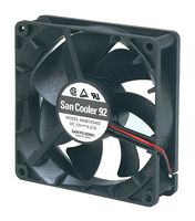 SANYO DENKI 9A0912H4021 DC Axial Fan, 12 V, Square, 92 mm, 25 mm, Ball Bearing, 51.2 CFM