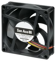 SANYO DENKI 9GA0824P4G001 DC Axial Fan, 24 V, Square, 80 mm, 25 mm, Ball Bearing, 67.4 CFM