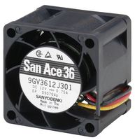 SANYO DENKI 9GV3612P3G03 DC Axial Fan, 12 V, Square, 36 mm, 28 mm, Ball Bearing, 14.1 CFM