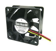 SANYO DENKI 9S0612H402 DC Axial Fan, 12 V, Square, 60 mm, 25 mm, Ball Bearing, 20.5 CFM