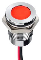 APEM Q14F5CXXHR12E LED Panel Mount Indicator, Red, 12 VDC, 14 mm, 20 mA, 800 mcd, IP67