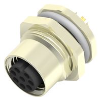 TE CONNECTIVITY T4131012081-000 Sensor Connector, M12, Female, 8 Positions, Solder Socket, Straight Panel Mount