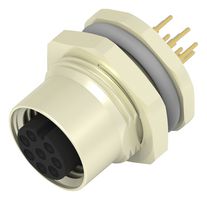 TE CONNECTIVITY T4141012081-000 Sensor Connector, M12, Female, 8 Positions, PCB Socket, Straight Panel Mount
