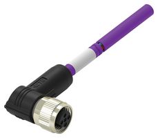 TE CONNECTIVITY TAB62446501-002 Sensor Cable, 2P, PROFIBUS, 90° M12 Receptacle, Free End, 2 Positions, 1 m, 3.28 ft