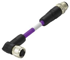 TE CONNECTIVITY TAB62646501-002 Sensor Cable, 2P, PROFIBUS, M12 Plug, 90° M12 Receptacle, 2 Positions, 1 m, 3.28 ft