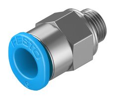 FESTO QSM-M6-6 Pneumatic Fitting, Push-In Fitting, M6, 14 bar, 6 mm, Brass, QSM
