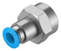 FESTO QSF-3/8-8-B Pneumatic Fitting, Push-In Fitting, G3/8, 14 bar, 8 mm, Brass, QSF
