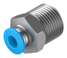 FESTO QS-3/8-6 Pneumatic Fitting, Push-In Fitting, R3/8, 14 bar, 6 mm, Brass, QS