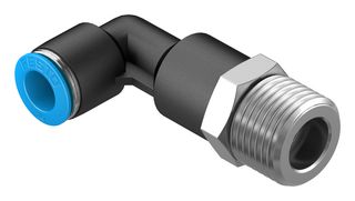 FESTO QSLL-1/2-10 Pneumatic Fitting, Push-In L-Fitting, R1/2, 14 bar, 10 mm, PBT (Polybutylene Terephthalate), QSLL