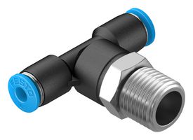 FESTO QST-1/4-4 Pneumatic Fitting, Push-In T-Fitting, R1/4, 14 bar, 4 mm, PBT (Polybutylene Terephthalate), QST