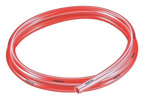 FESTO PUN-H-10X1,5-TRT Pneumatic Tubing, 10 mm, 7 mm, PU (Polyurethane), Transparent Red, 10 bar, 50 m