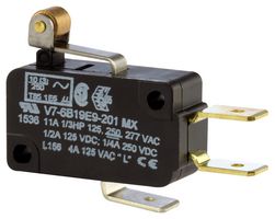 HONEYWELL V7-6B19E9-201 Microswitch, Miniature, Roller Lever, SPDT, Quick Connect, 11 A