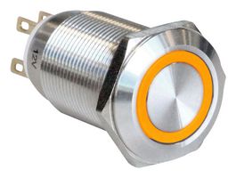 BULGIN LIMITED MPI005RTELSAM12 Vandal Resistant Switch, MPI005 Series, 19 mm, SPDT, Latching, Round