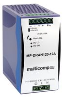 MULTICOMP PRO MP-DRAN120-12A AC/DC DIN Rail Power Supply (PSU), ITE & Hazardous Locations, 1 Output, 120 W, 12 VDC, 10 A
