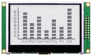 MIDAS DISPLAYS MD256128A6W-FPTLW Graphic LCD, 256 x 128 Pixels, Black on White, 3.3V, Multi, Transflective
