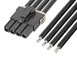 MOLEX 216401-1042 Cable Assembly, Mega-Fit Receptacle to Free End, 4 Ways, 5.7 mm, 1 Row, 300 mm, 11.8 "