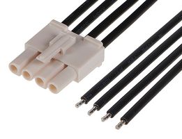 MOLEX 216291-1043 Cable Assembly, Wire to Board Receptacle to Free End, 4 Ways, 6.7 mm, 1 Row, 600 mm, 23.6 "