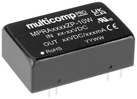 MULTICOMP PRO MPRA2415ZP-10W Isolated Through Hole DC/DC Converter, ITE, DIP, 4:1, 10 W, 2 Output, 15 V