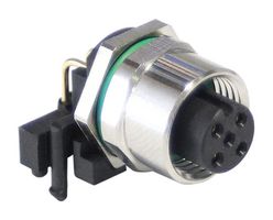 BULGIN LIMITED PXMBNI12RAF04APCM12 Sensor Connector, PXM Series, M12, Female, 4 Positions, PCB Socket, Right Angle Panel Mount