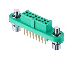 HARWIN G125-FV11605F1P PCB Receptacle, Black / Green, Wire-to-Board, 1.25 mm, 2 Rows, 16 Contacts, Through Hole Straight