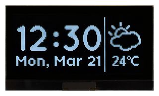 MIDAS DISPLAYS MCOT128064SV-WM Graphic OLED, 128 x 64 Pixels, White on Black, 3V, I2C, Parallel, SPI, 73mm x 41.86mm, -40 °C