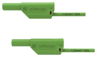 SCHUTZINGER VSFK 8500 / 1 / 50 / GN Test Patch Lead, Banana , 4mm Stackable Banana Plug, Shrouded, 4mm Stackable Banana Plug, Shrouded