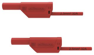 SCHUTZINGER VSFK 8500 / 2.5 / 100 / RT Test Patch Lead, Banana , 4mm Stackable Banana Plug, Shrouded, 4mm Stackable Banana Plug, Shrouded