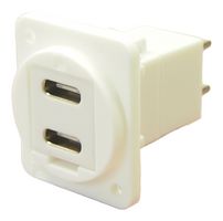 CLIFF ELECTRONIC COMPONENTS CP30212XW USB Adapter, Plain Hole, Dual, USB Type C Receptacle, USB Type C Plug, Feedthrough USB C