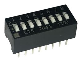 CTS 208-8 DIP / SIP Switch, 8 Circuits, Slide, Through Hole, SPST, 50 V, 100 mA