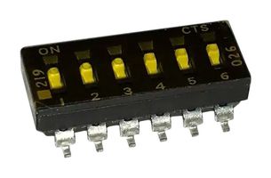 CTS 219-6LPST DIP / SIP Switch, 6 Circuits, Flush Slide, Surface Mount, SPST, 50 V, 100 mA