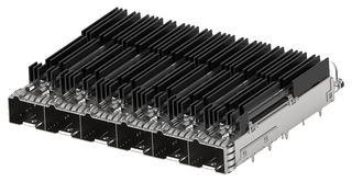 TE CONNECTIVITY 2364706-1 Cage, SFP-DD, 1 x 6 Ganged, Heat Sink, Light Pipe, Through Hole, Press-Fit