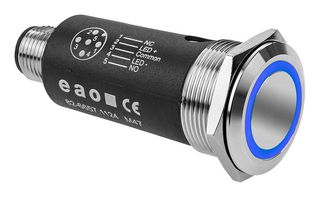 EAO 82-6657.1124 Vandal Resistant Switch, 82 Series, 22 mm, SPST-NO, SPST-NC, Momentary, Round Flush