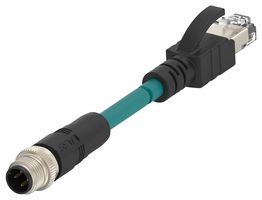 TE CONNECTIVITY TCD1473A201-005 Sensor Cable, D-Code, M12 Plug, RJ45 Plug, 4 Positions, 5 m, 16.4 ft