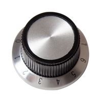 TE CONNECTIVITY - ALCOSWITCH PKD70B101/4 Knob, Round Shaft, 6.35 mm, Phenolic, Straight Knurled Skirted with Numbers 0-10, 25.9 mm