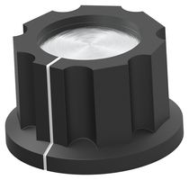 TE CONNECTIVITY - ALCOSWITCH PKES70B1/4 Knob, Round Shaft, 6.35 mm, Phenolic, Fluted with Indicator Line, 21.7 mm, Alcoswitch PKES