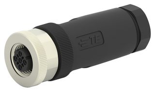 TE CONNECTIVITY T4110502041-000 Sensor Connector, PG9, M12, Female, 4 Positions, Screw Socket, Straight Cable Mount