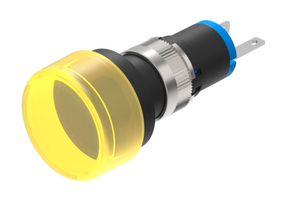 EAO 18-060.0054L LED Panel Mount Indicator, Solder, Round, Yellow, 3 VDC, 8 mm, 20 mA, IP40