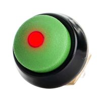 ITW SWITCHES 59-900122 Industrial Pushbutton Switch, 59 Series, 13.6 mm, SPST-NO-DM, Momentary, Round Raised, Green