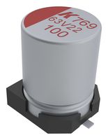 KEMET A771MS107M1JLAS018 Polymer Aluminium Electrolytic Capacitor, 100 µF, 63 V, Radial Can - SMD, 0.018 ohm