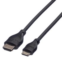 ROLINE 11.44.5580 Audio / Video Cable Assembly, HDMI Type A Plug, Mini HDMI Type C Plug, 6.6 ft, 2 m, Black